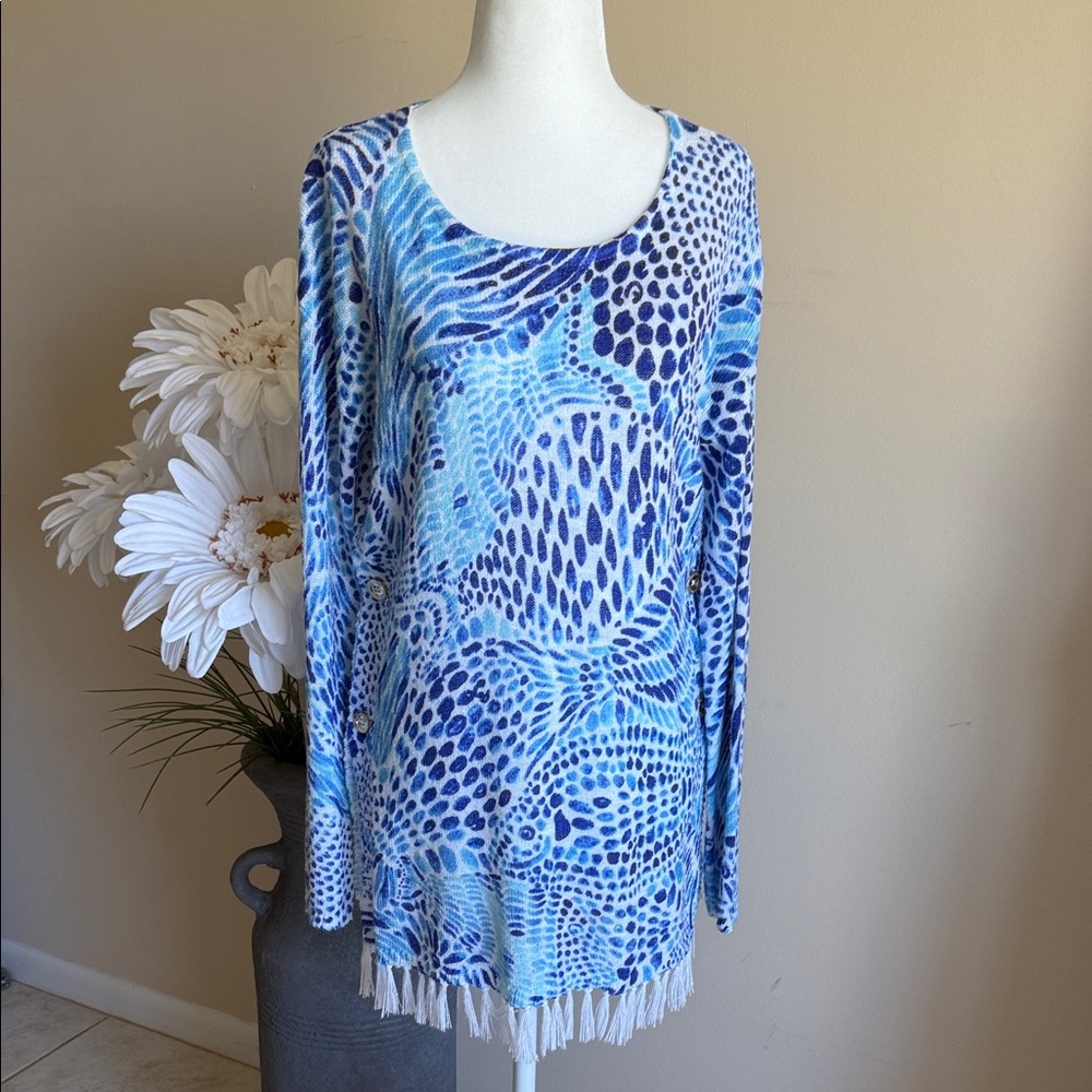 Lilly Pulitzer Blue and White Tunic Top